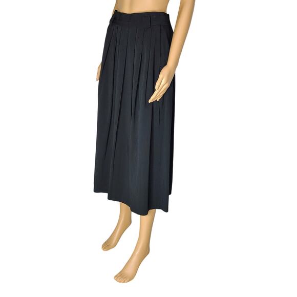 80s Pleated Vintage Black Maxi Skirt Briggs New York Elastic Waistband Size 10 - Picture 1 of 13